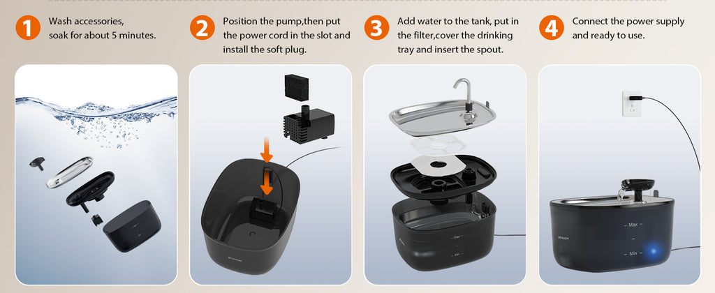 Cat Water Fountain 85oz/2.5L-Stainless Steel Faucet