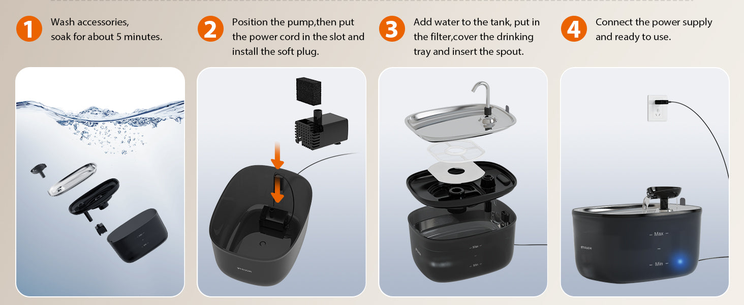 Cat Water Fountain 85oz/2.5L-Stainless Steel Faucet