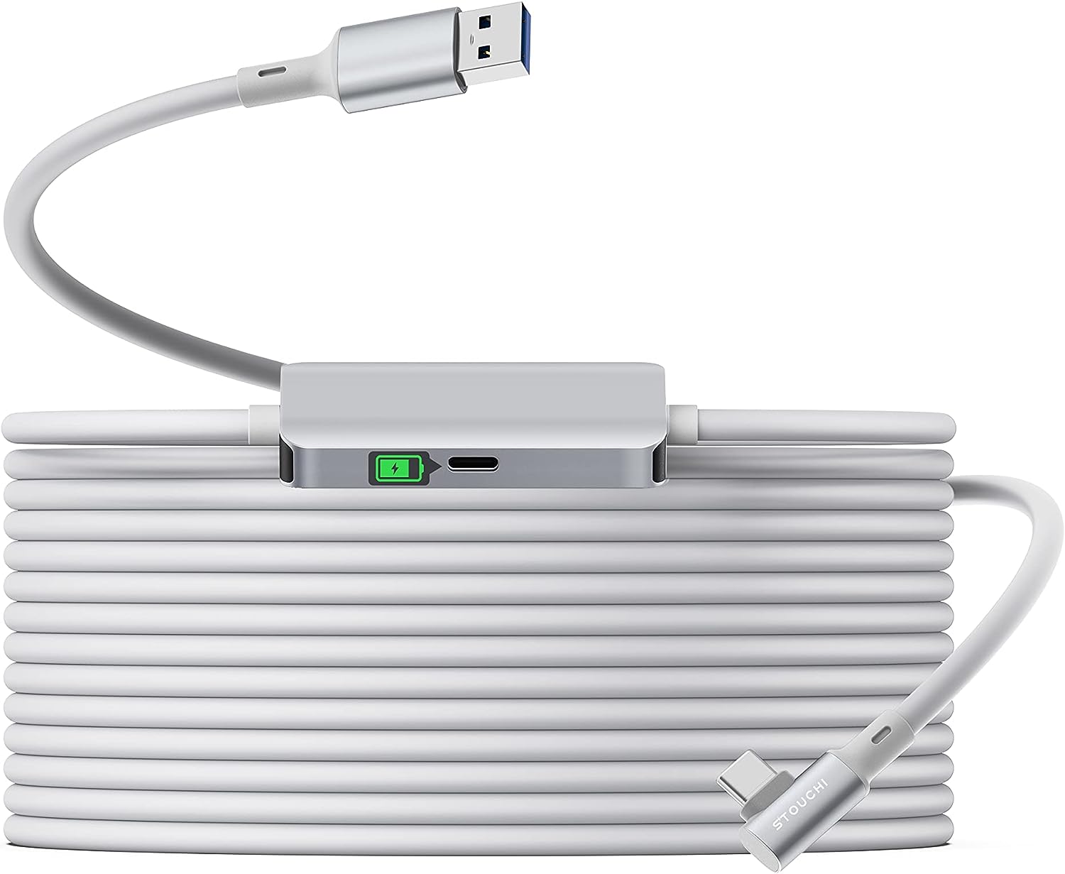 Link Cable 5M Compatible with Meta Quest3/Quest2/Pro/PICO 4/Neo, Separate Charging Port for Ultra-Durable Power Supply, Type A to C Data Transfer Link Cable for Gaming PC