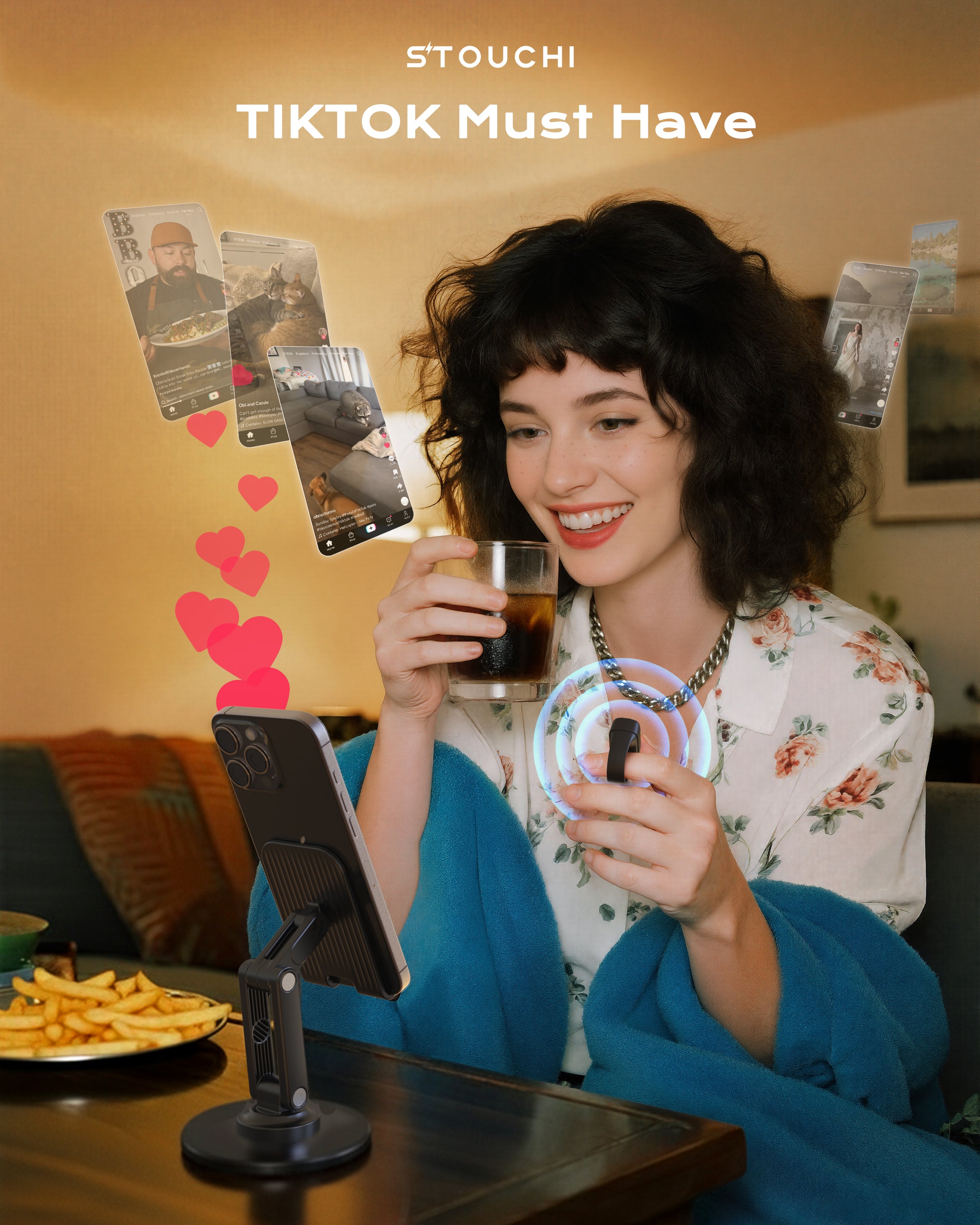 TikTok Scroller Ring – Anello Bluetooth Per Scorrere E Fare Selfie, Ricaricabile E Leggero