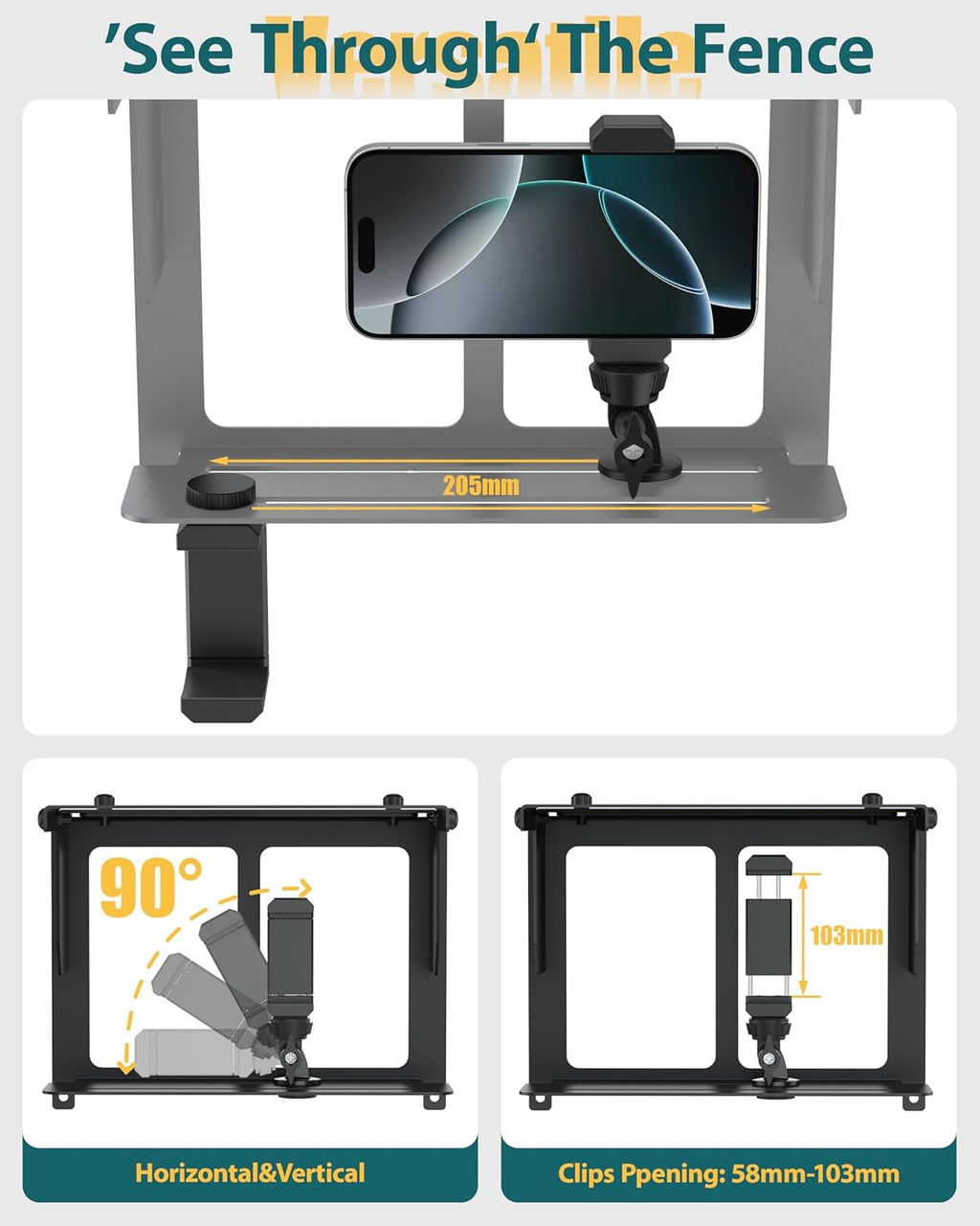 Phone Fence Mount with Adjustable Shade