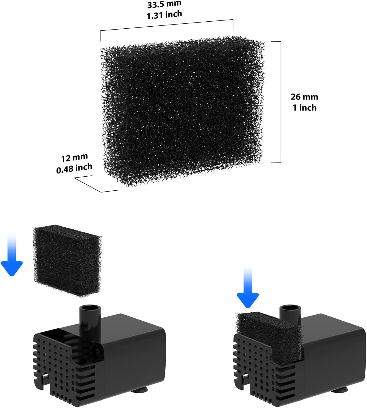 Cat Fountain Filters Replacement, 6 Pieces Filters + 6 Pieces Sponge Filters for Pet Fountains, Suitable for WDQ1/WDQ3