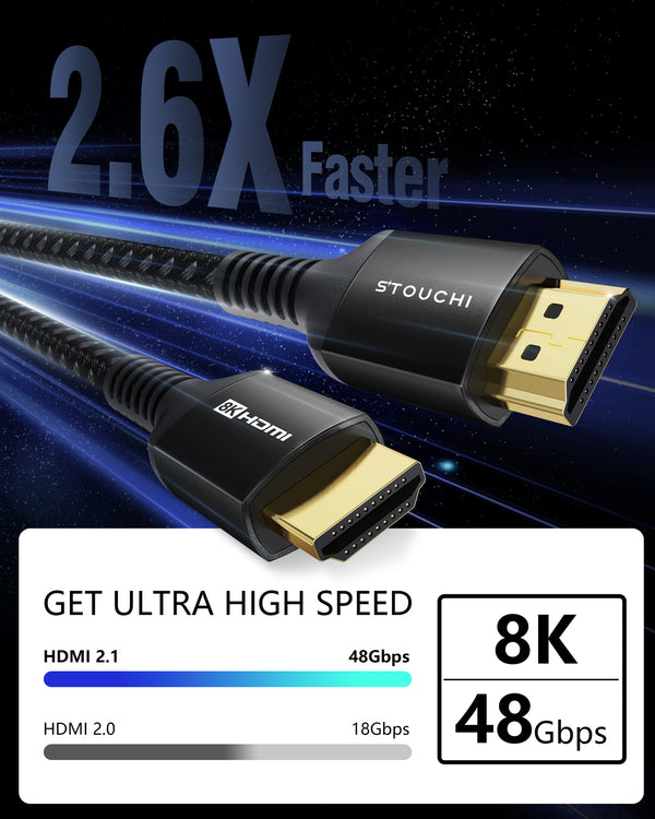 8K HDMI Cable, for PS5 Xbox Series X- 48Gbps HBR3 High Speed Black