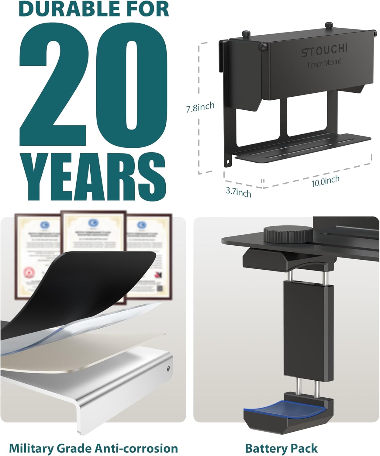 Phone Fence Mount with Adjustable Shade