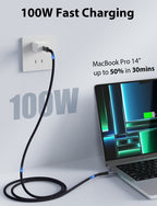 USB C to USB C Cable Fast Charging [10ft 100W] Nylon Braided