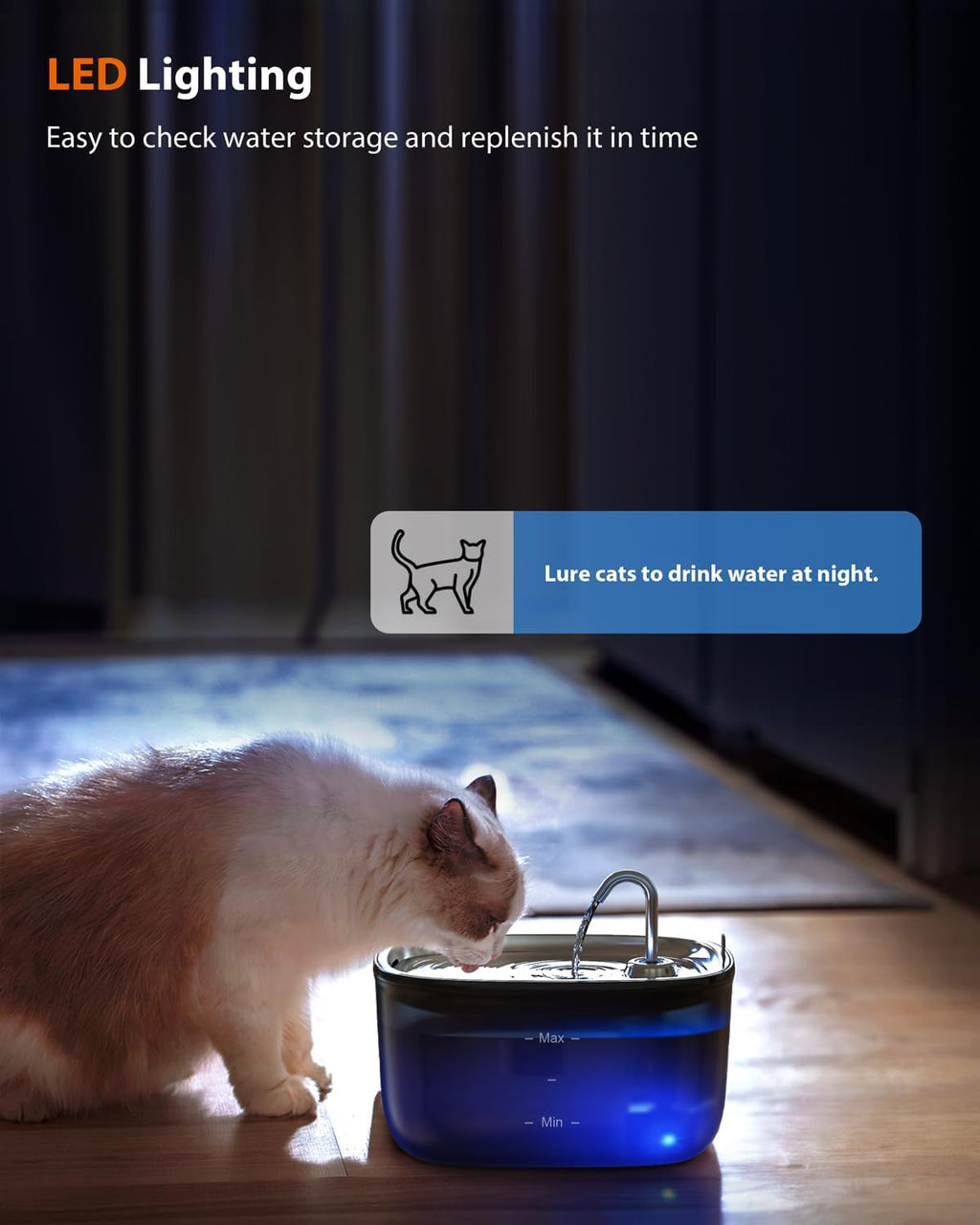 Cat Water Fountain 85oz/2.5L-Stainless Steel Faucet and Spout