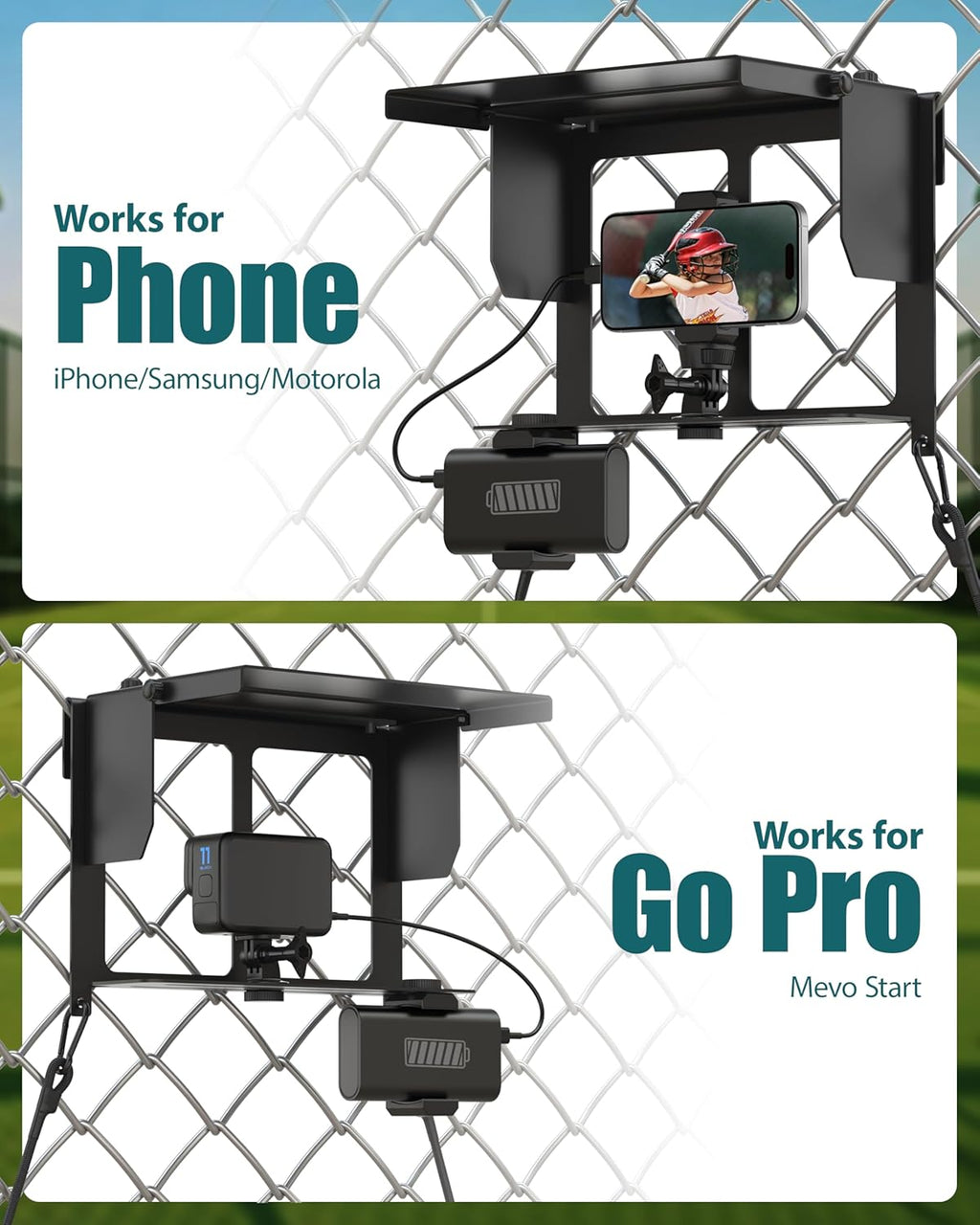 Phone Fence Mount with Adjustable Shade