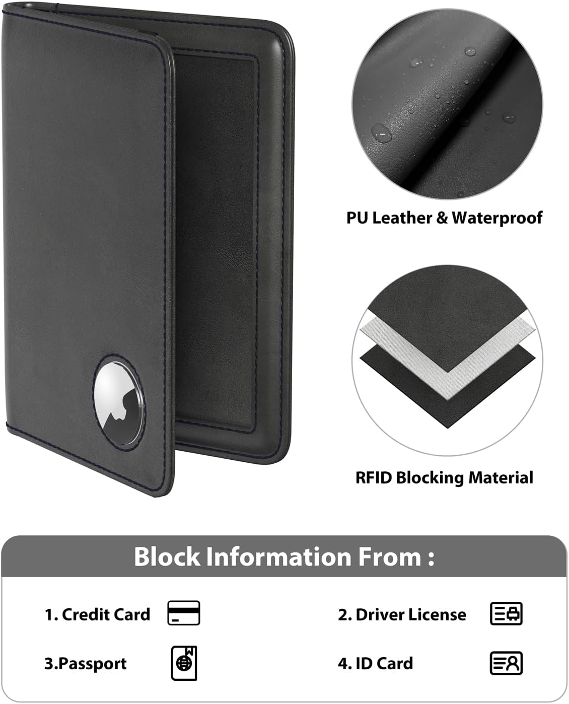 New Passport AirTag Holder, RFID Protected