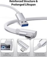 Link Cable 5M Compatible with Meta Quest3/Quest2/Pro/PICO 4/Neo, Separate Charging Port for Ultra-Durable Power Supply, Type A to C Data Transfer Link Cable for Gaming PC