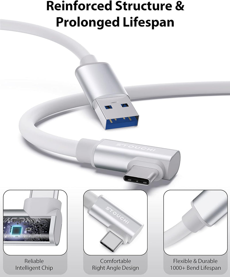 Link Cable 5M Compatible with Meta Quest3/Quest2/Pro/PICO 4/Neo, Separate Charging Port for Ultra-Durable Power Supply, Type A to C Data Transfer Link Cable for Gaming PC