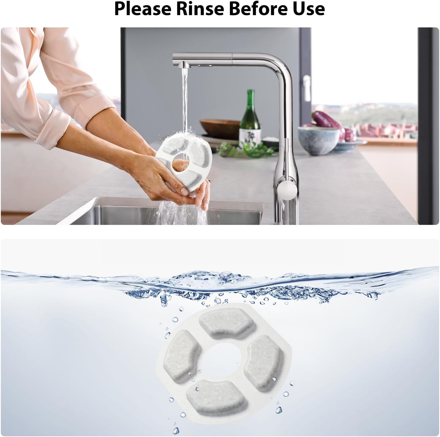 Cat Fountain Filters Replacement, 6 Pieces Filters + 6 Pieces Sponge Filters for Pet Fountains, Suitable for WDQ1/WDQ3