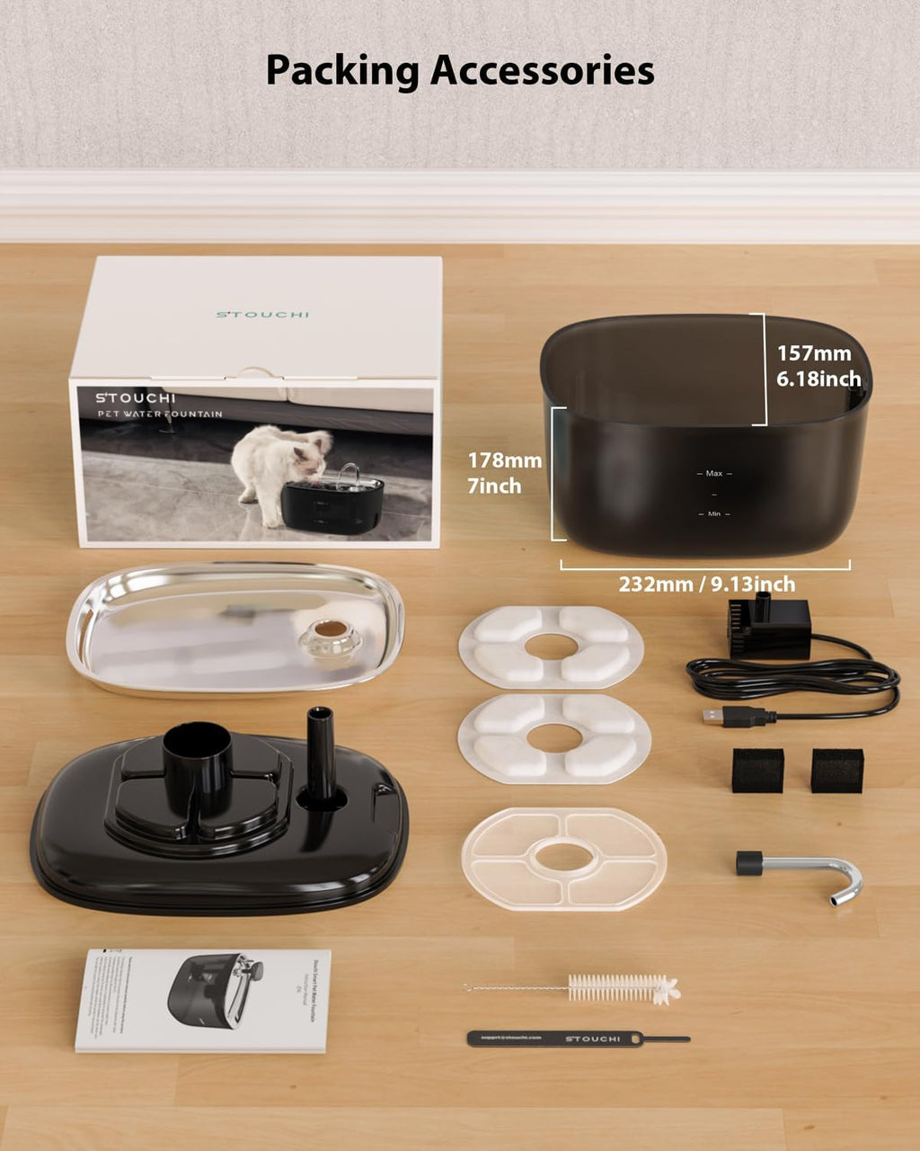 Cat Water Fountain 85oz/2.5L-Stainless Steel Faucet