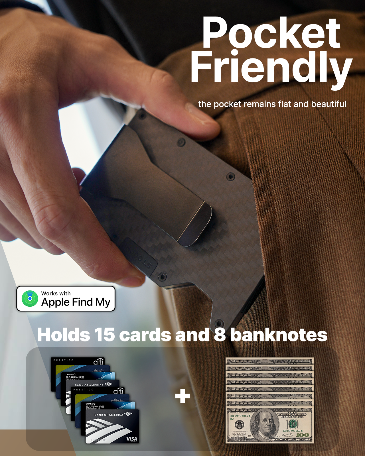Smart Wallet for Men (Works with Apple Find My)