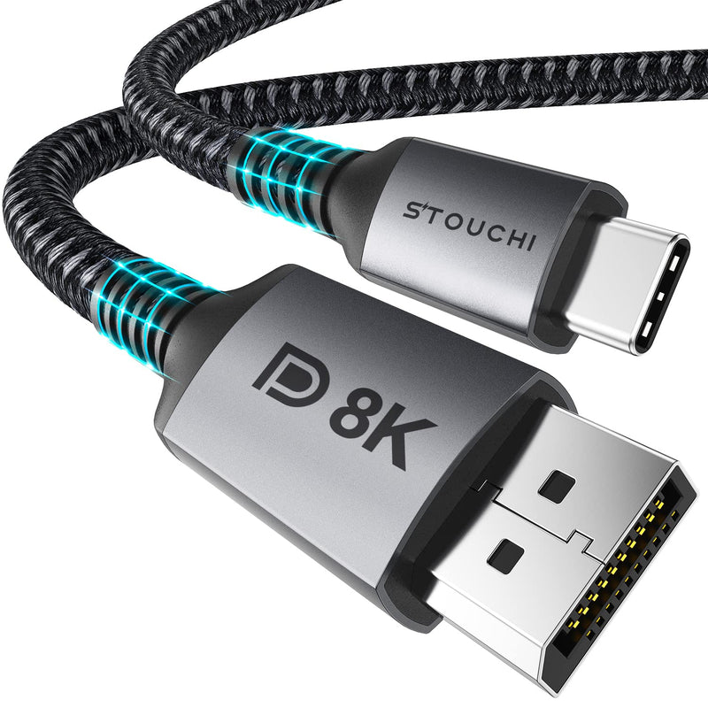 USB C to DisplayPort 8K Cable, Thunderbolt 4/3 to DisplayPort 4K@144Hz/120Hz 5K@60Hz 2K@240Hz HBR3 Adapter for 2021 MacBook Pro, M1