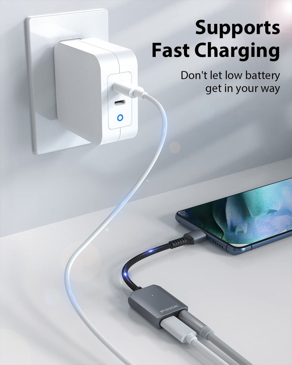 USB C to 3.5mm Headphone and Charger Adapter, Compatible with iPhone 15, New iPad Pro, Pixel 7/6/5, Samsung Galaxy S23 S22 S21