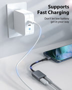 USB C to 3.5mm Headphone and Charger Adapter, Compatible with iPhone 15, New iPad Pro, Pixel 7/6/5, Samsung Galaxy S23 S22 S21