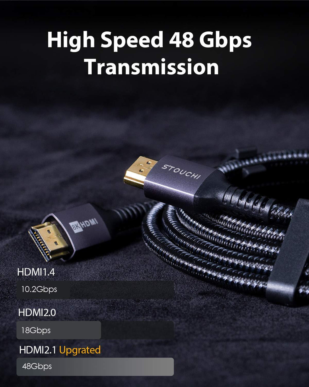 8K HDMI Cable, for PS5 Xbox Series X- 48Gbps HBR3 High Speed