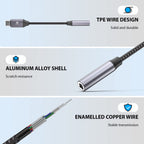 USB C to 3.5mm Adapter, Type C Headphone Audio Jack Cable Cord Hi-Fi Dongle for iPhone 15, Pixel 7 6a, Samsung Galaxy S23 S22 S21