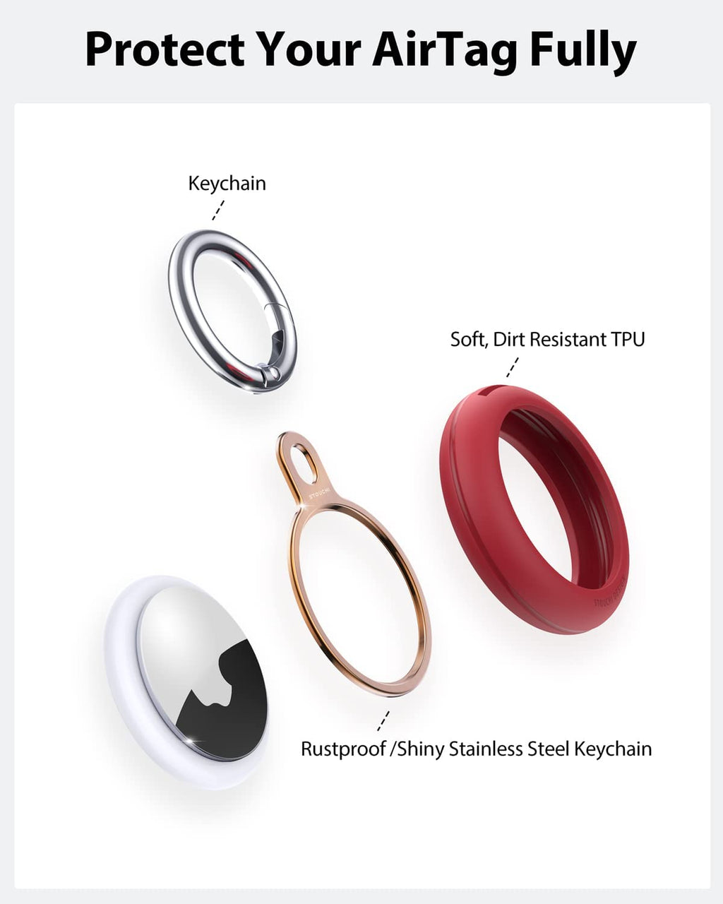 New AirTag Holder Key Ring with Soft TPU Case [4 Pack]