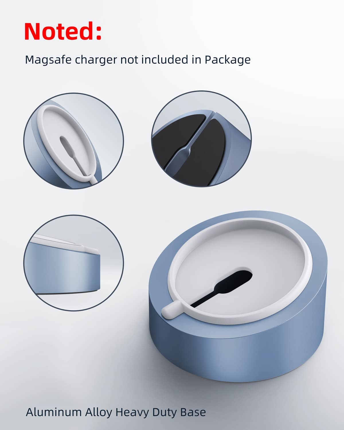 MagSafe Charger Stand Wireless Charging Heavy Duty Premium Metal Holder Mount Base Desktop Dock for iPhone 16/15/14/13/12-Blu