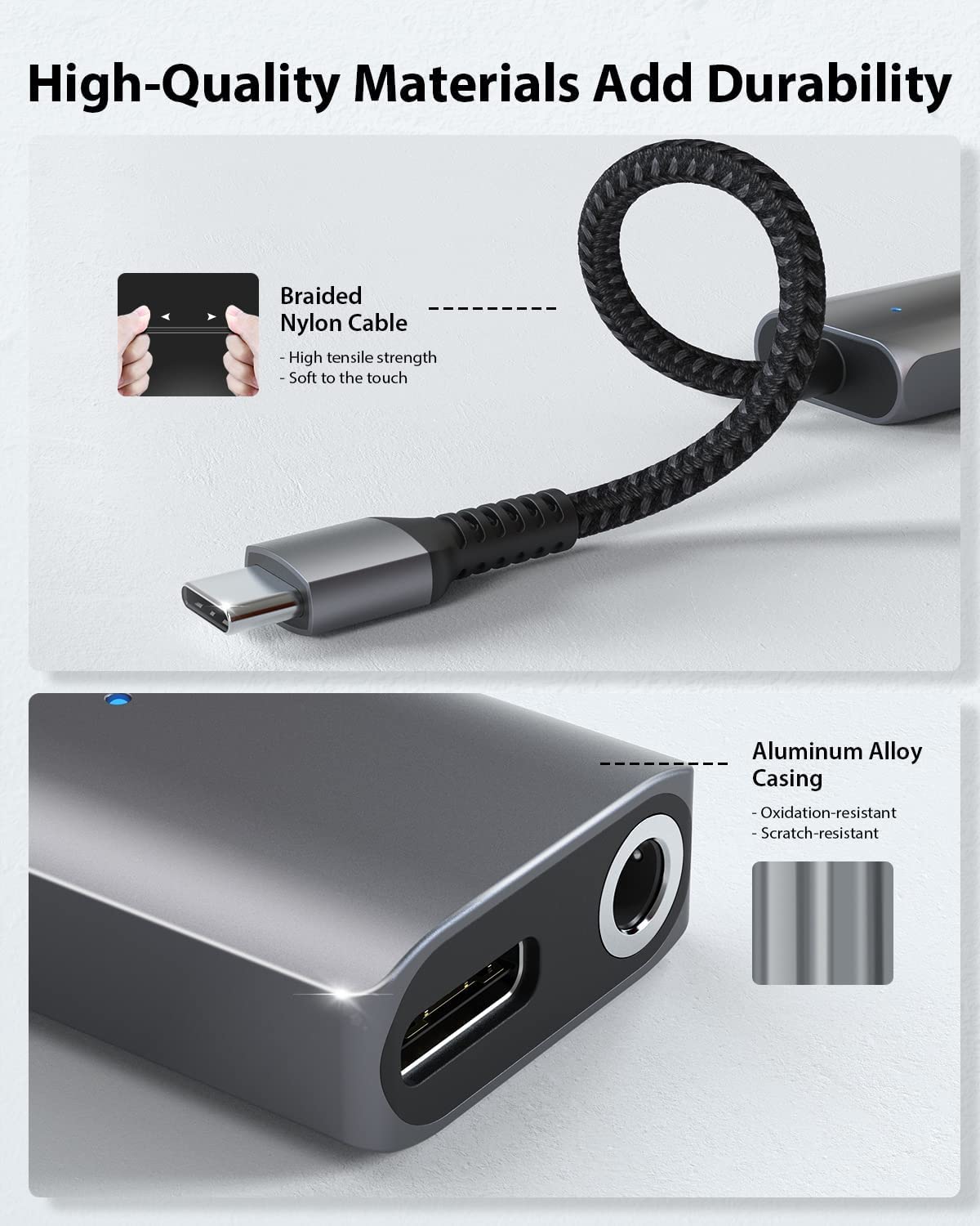 USB C to 3.5mm Headphone and Charger Adapter, Compatible with iPhone 15, New iPad Pro, Pixel 7/6/5, Samsung Galaxy S23 S22 S21