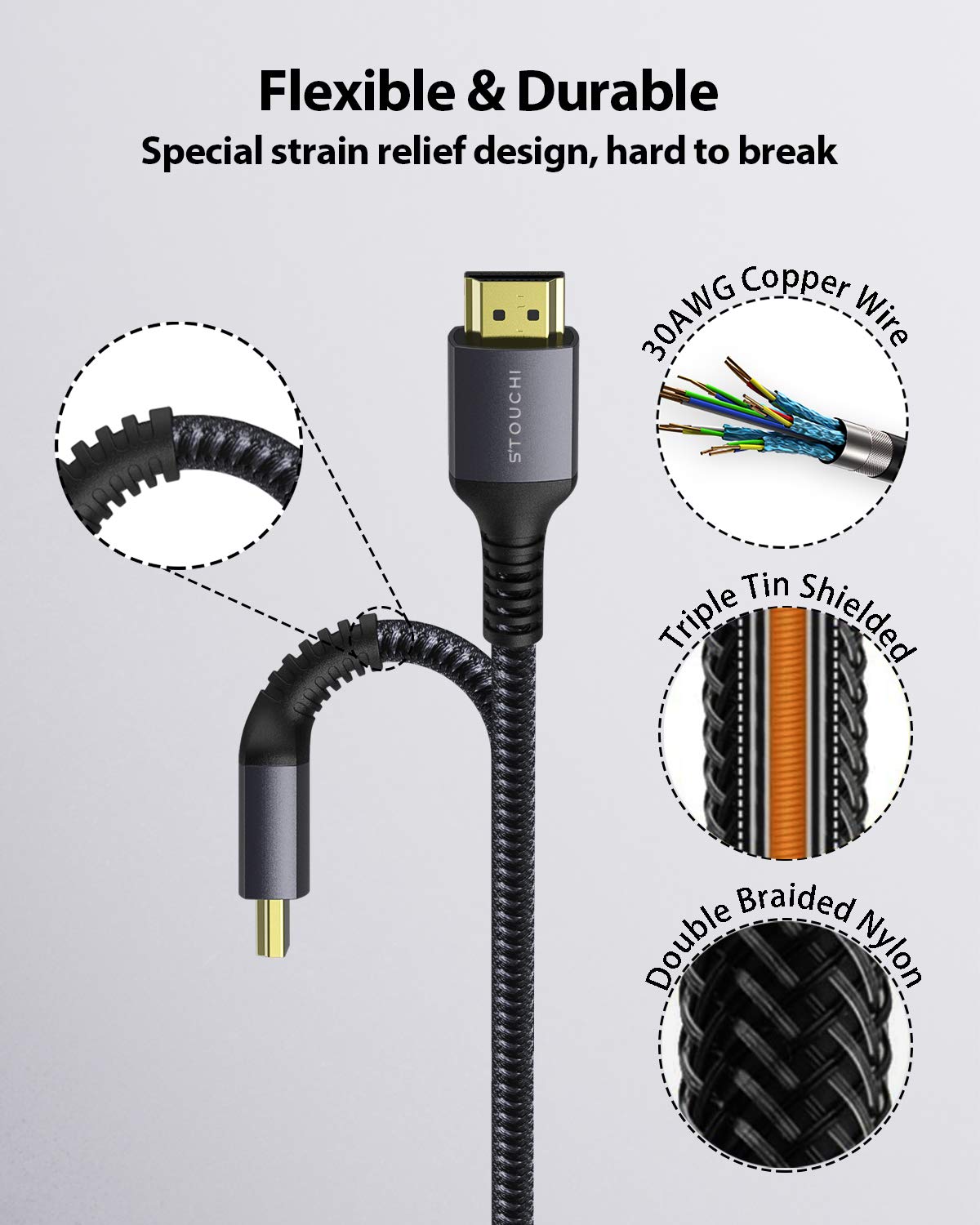 HDMI Cable for PS5 Xbox Series X- 8K 60Hz 4K 144Hz 48Gbps HBR3 High Speed