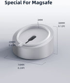 MagSafe Charger Stand Wireless Charging Heavy Duty Premium Metal Holder Mount Base Desktop Dock for iPhone 16/15/14/13/12-Silver