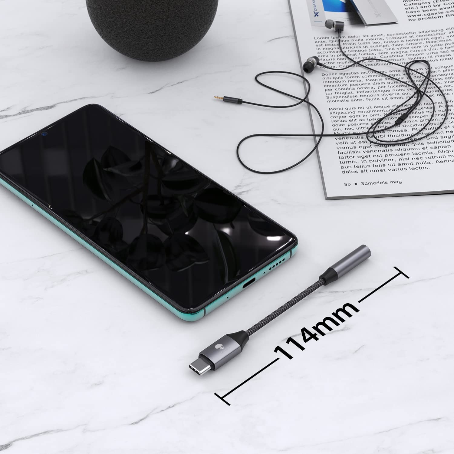 USB C to 3.5mm Adapter, Type C Headphone Audio Jack Cable Cord Hi-Fi Dongle for iPhone 15, Pixel 7 6a, Samsung Galaxy S23 S22 S21