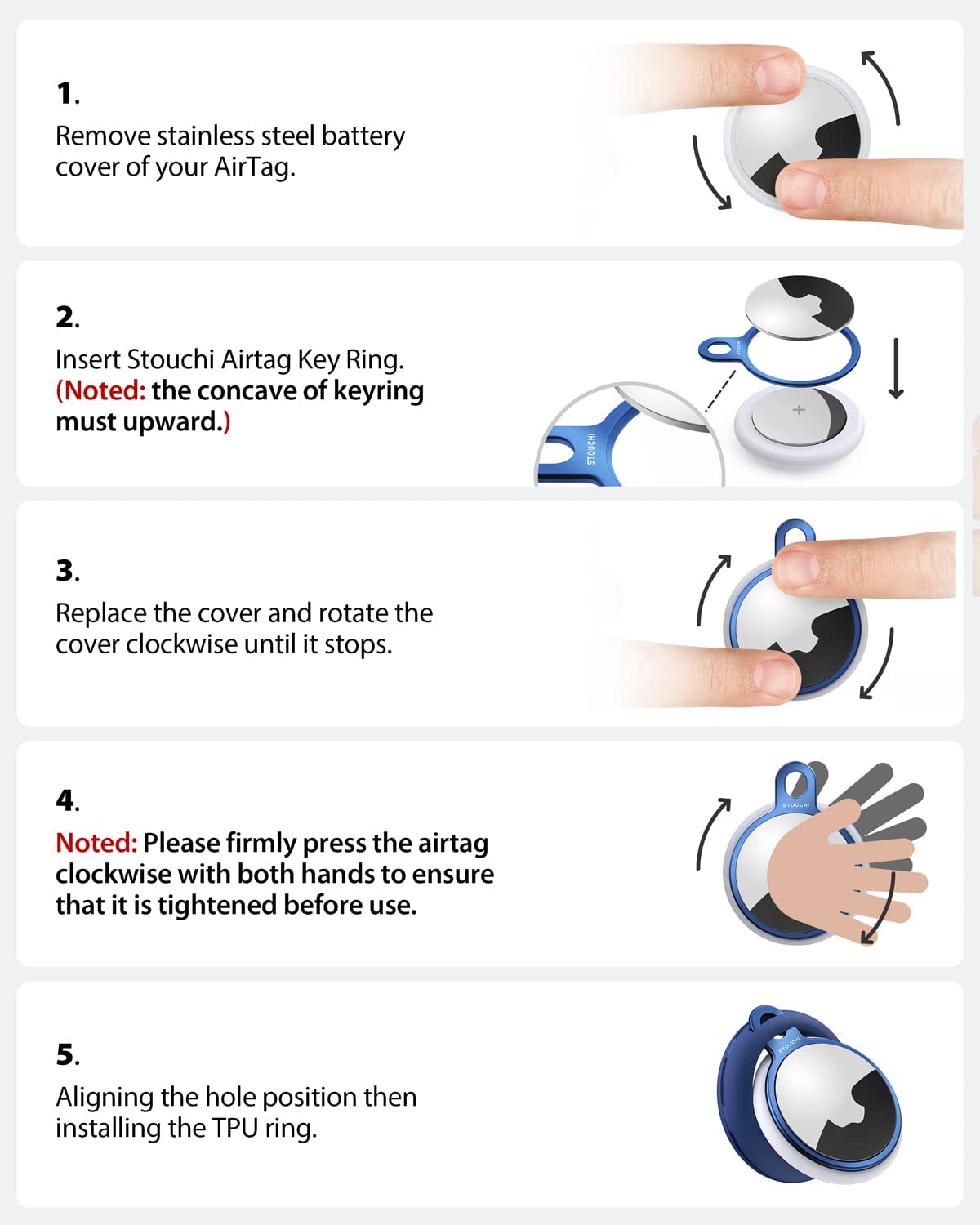 New AirTag Holder Key Ring with Soft TPU Case [4 Pack]