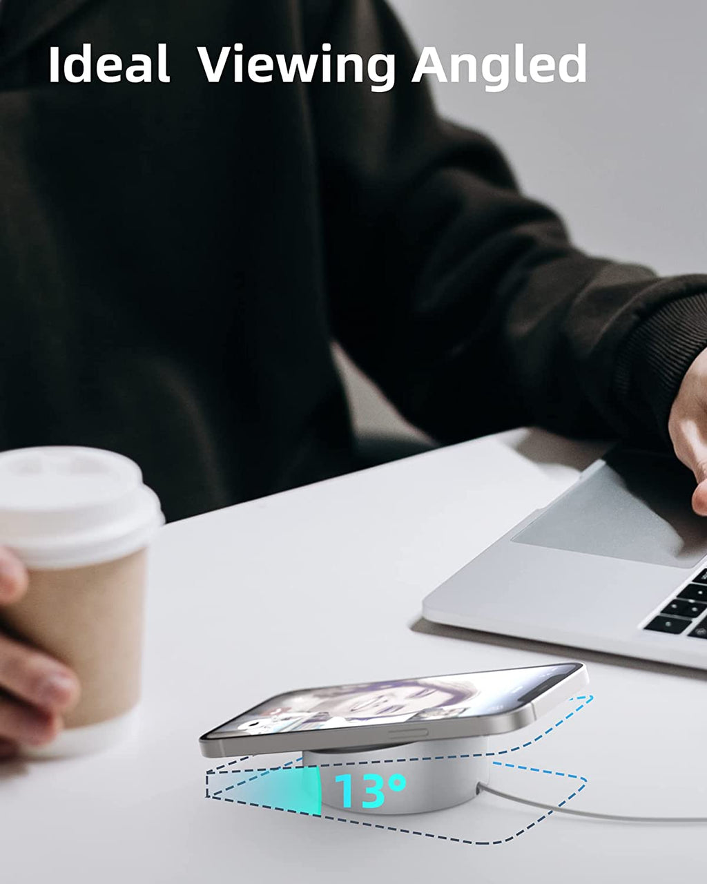 MagSafe Charger Stand Wireless Charging Heavy Duty Premium Metal Holder Mount Base Desktop Dock for iPhone 16/15/14/13/12-Silver