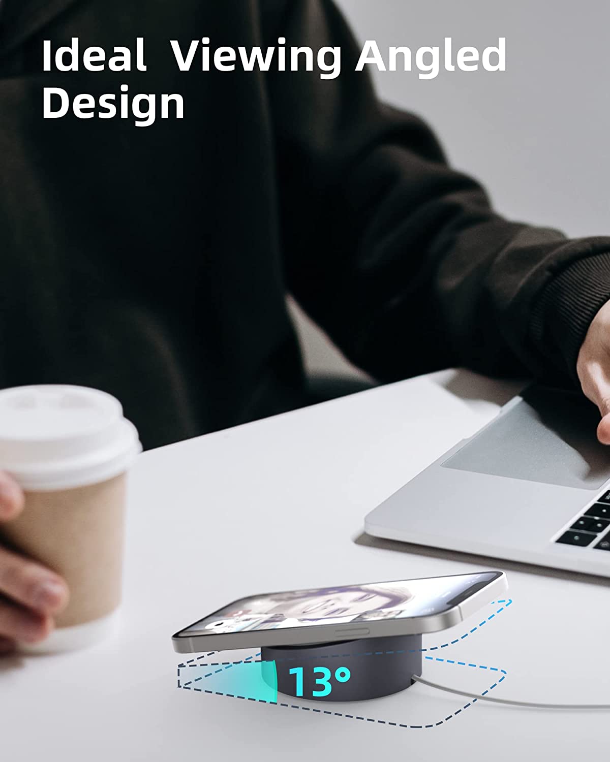 MagSafe Charger Stand Wireless Charging Heavy Duty Premium Metal Holder Mount Base Desktop Dock for iPhone 16/15/14/13/12-Grey