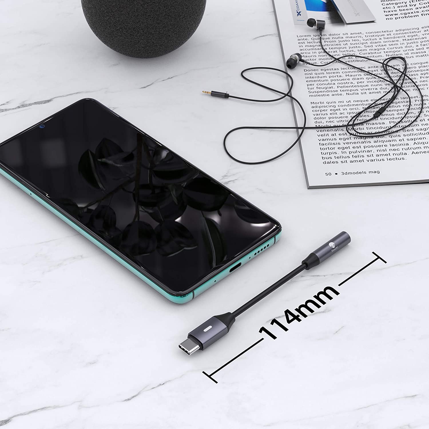 USB C to 3.5mm Headphone Adapter [2 Pack], Compatible with Samsung Galaxy S21 S20 Note 10 / iPad Pro