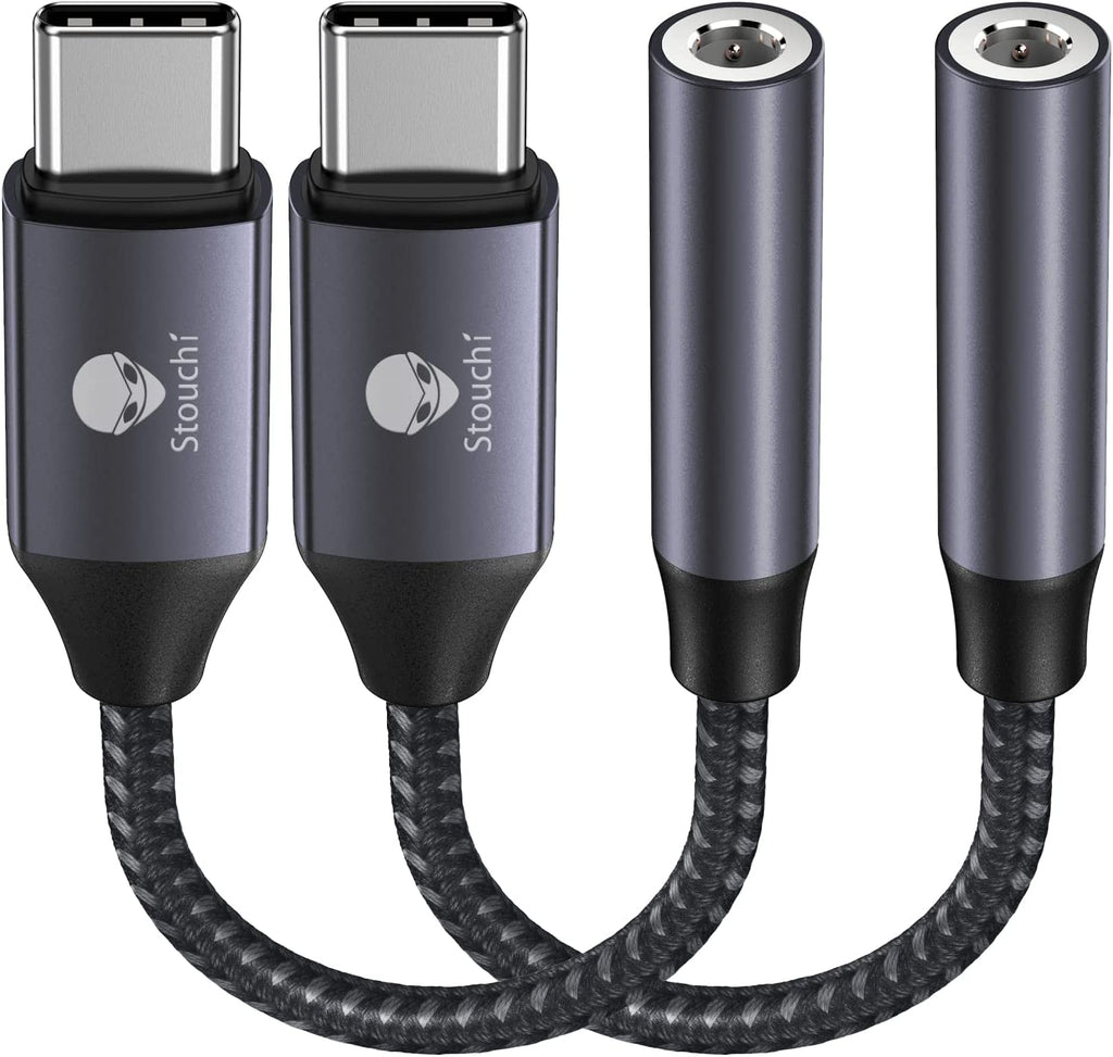 USB C to 3.5mm Adapter[2 Pack], Type C Headphone Audio Jack Cable Cord Hi-Fi Dongle for iPhone 15, Pixel 7 6a, Samsung Galaxy