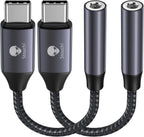 USB C to 3.5mm Adapter[2 Pack], Type C Headphone Audio Jack Cable Cord Hi-Fi Dongle for iPhone 15, Pixel 7 6a, Samsung Galaxy